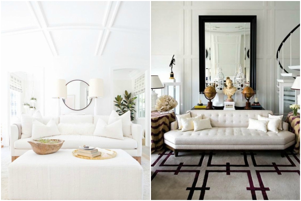 Bele sofe za vedre dnevne sobe