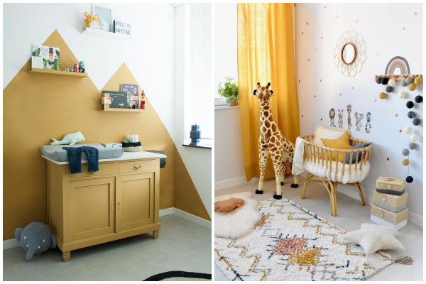 Zabavne i vesele sobe za bebu u žutom koloru