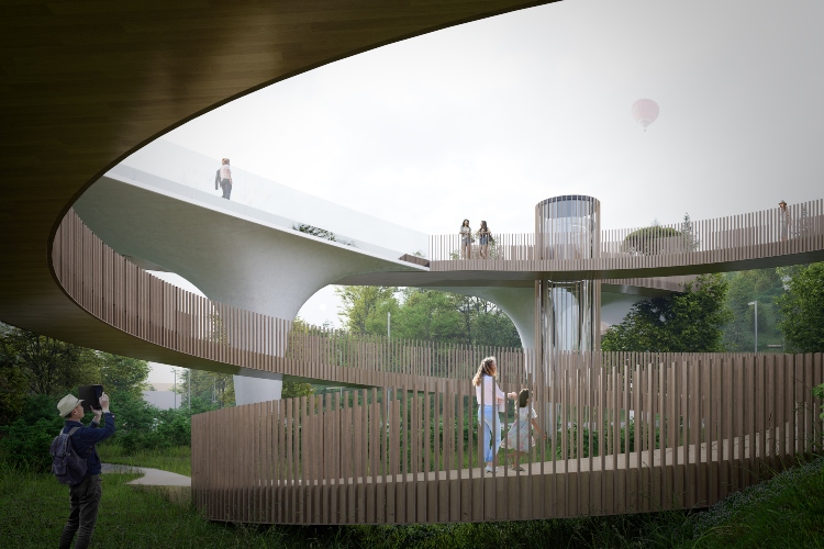  Veliki zeleni most ima zakrivljen dizajn kako bi spojio različite zone u gradu