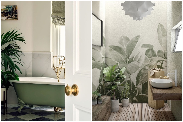  Zelena boja u kombinaciji sa biljkama je idealna za opremanje kupatila