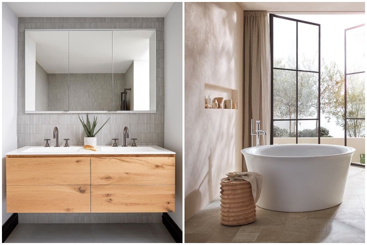  Neutralne nijanse u kombinaciji sa belom sanitarijom i drvetom su idealne za kupatila