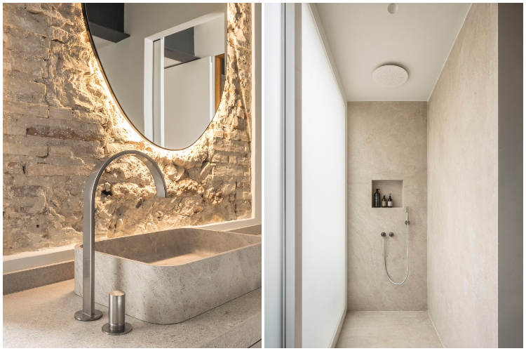  Kupatilo opremljeno u moderno rustičnom stilu karakterišu neutralne nijanse