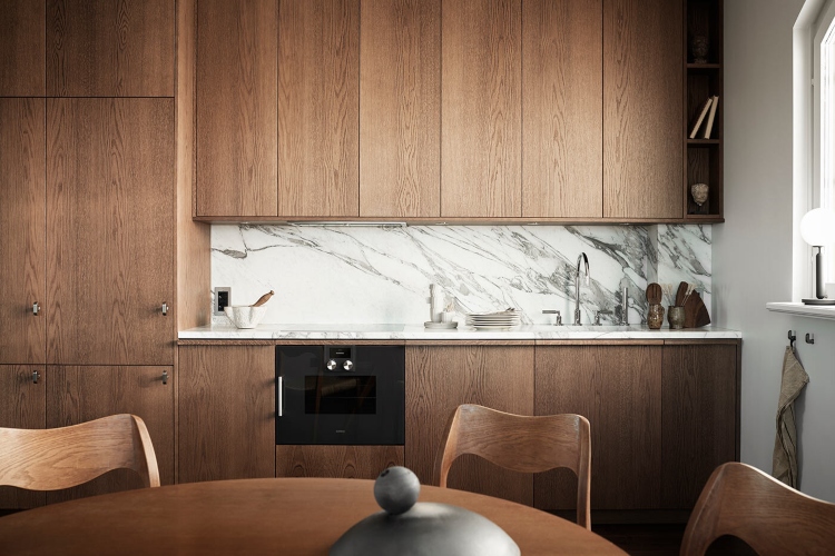  Drvo od poda do plafona se preferira u kuhinjama nordijskog dizajna