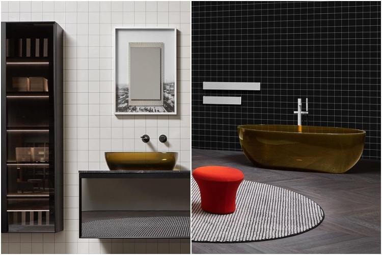  Moderno kupatilo sa skulpturalnim elementima u boji