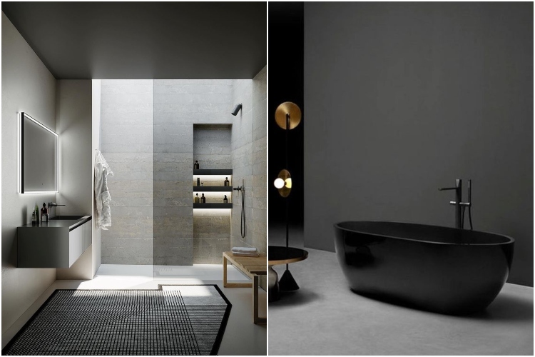  Moderno kupatilo sa skulpturalnim elementima u svim nijansama sive boje