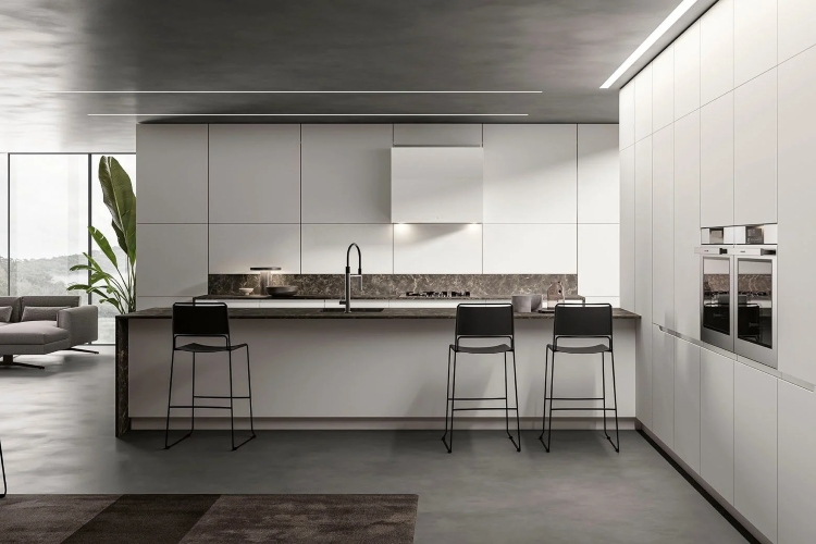  Moderna minimalistička kuhinja u svetlo sivim nijansama