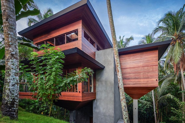  Pogled na slojevite delove kuće izgrađene u tropskom stilu