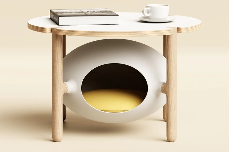  Moderan stočić za kafu sa krevetiom za mačke ima jednostavan minimalistički dizajn