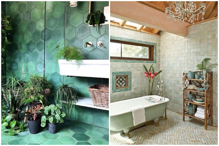 Zelena kupatila sa belim i drvenim akcentima