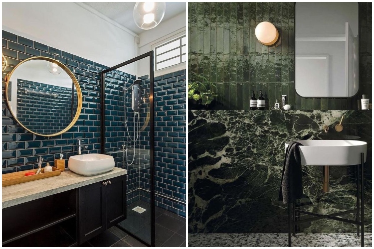  Zeleno bele pločice i zidovi u nijansi mahovine su idealni za opremanje kupatila