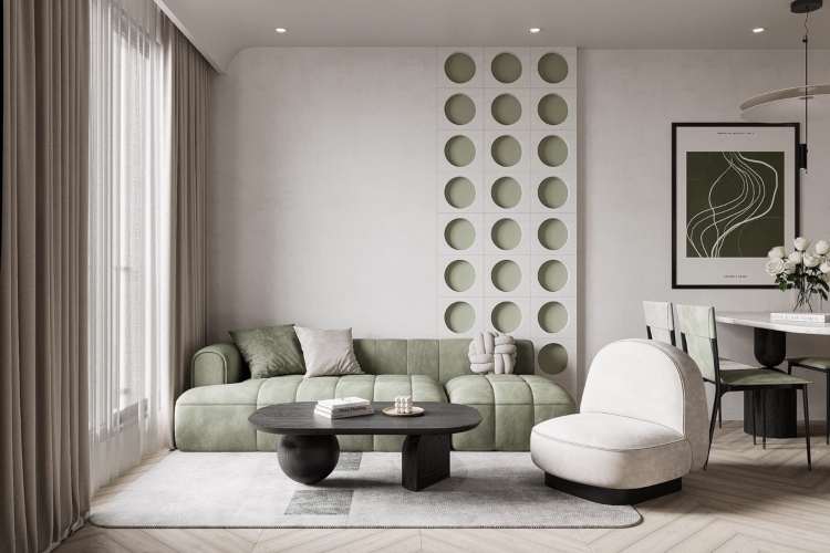  Sofa u boji žalfija zelene je idealan akcentni detalj u svakom dnevnom boravku