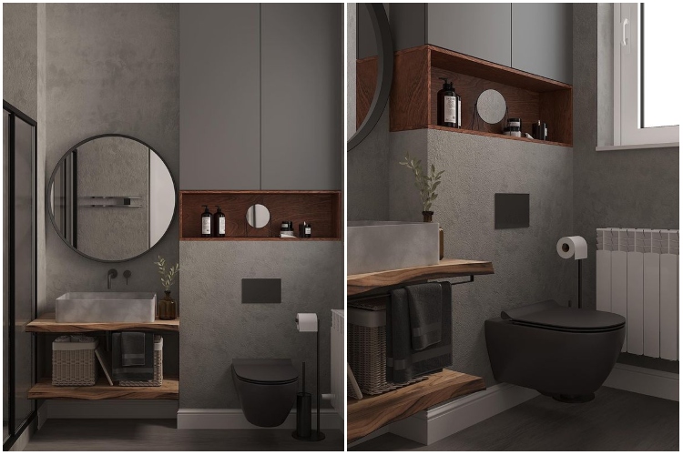  Moderno kupatilo sa elementima u tamno sivoj boji