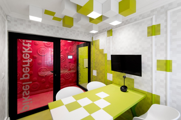  Trodimenzionalni dizajn kancelarije favorizuje zelenu i belu boju