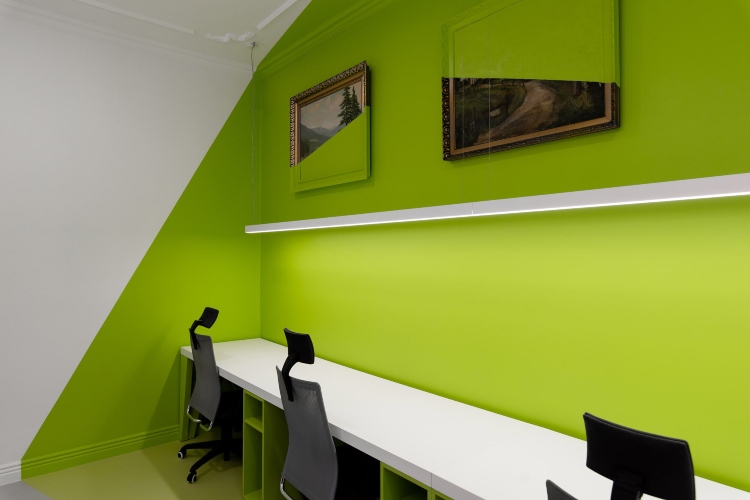  Zelena boja unutar kancelarije služi za bolje definisanje prostora
