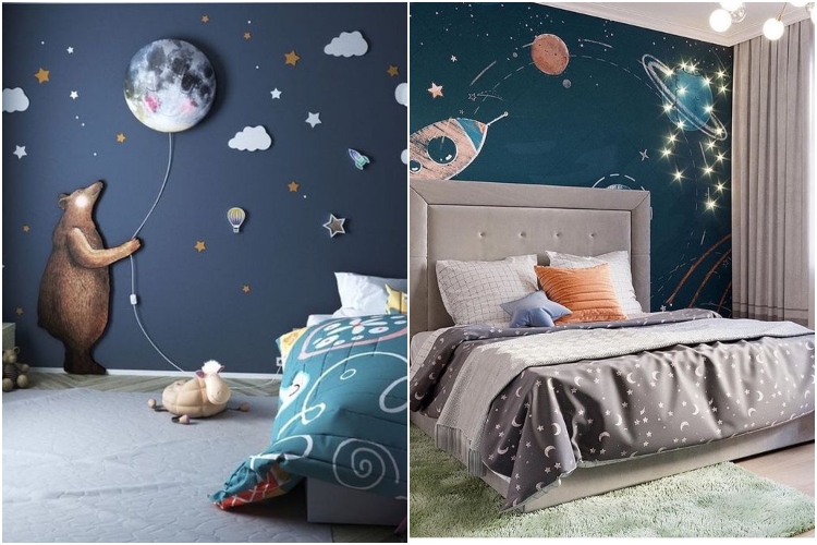  Dizajn dečje spavaće sobe u tamno plavoj boji