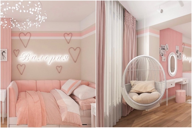  Dizajn dečje spavaće sobe u nežnoj roze pastelnoj boji