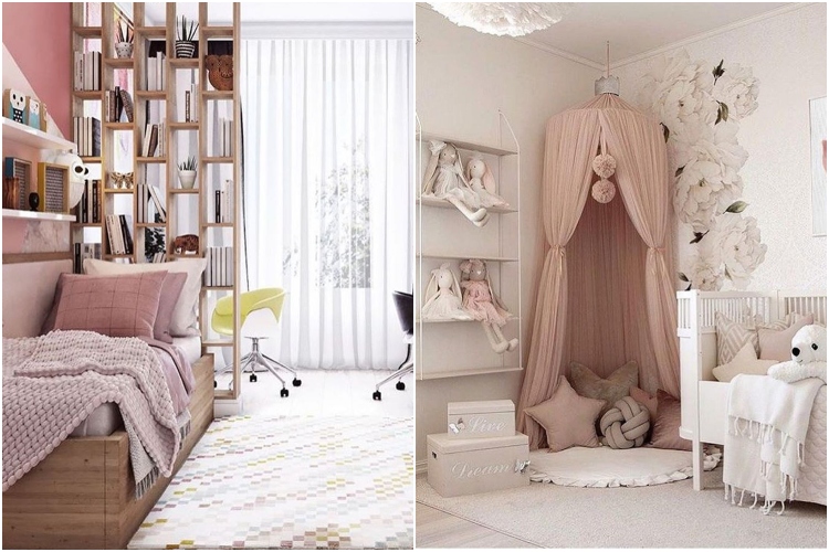  Dizajn dečje spavaće sobe u pastelnim roze nijansama