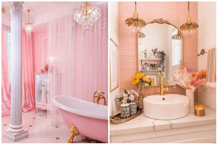  Ružičasta boja u kupatilu se najbolje kombinuje sa metalnim akcentima