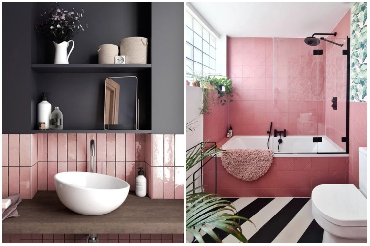  Ružičasta boja u kupatilu se najbolje kombinuje sa tamno sivom i crnom