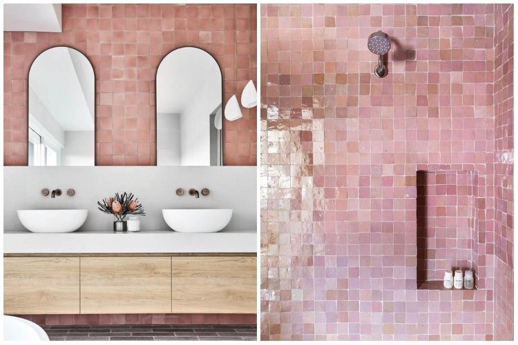  Mozaik pločice u ružičastoj nijansi stvaraju osećaj da se nalazite u spa centru