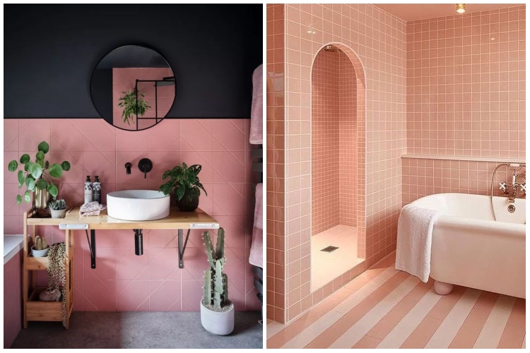  Ružičasta boja u kupatilu jako lepo funkcioniše i sa tamnim i sa svetlijim nijansama