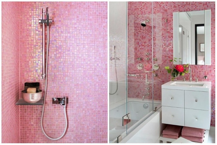  Baby ružičasta boja pločica u kupatilu je savršena za otvaranje prostora