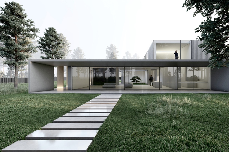  Moderna minimalistička kuća bez ukrasnih detalja izdaleka deluje kao lavirint