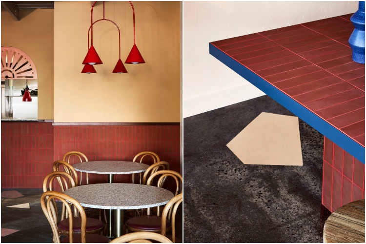  Šema boja slavi kombinaciju zakrivljenih i pravolinijskih elemenata u kafiću