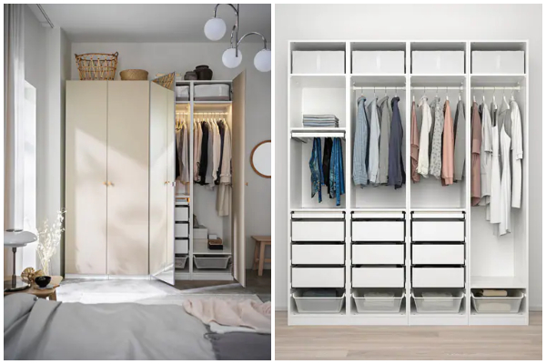 Uz nove IKEA PAX garderobere i KOMPLEMENT unutrašnje dodatke lako je imati urednu spavaću sobu