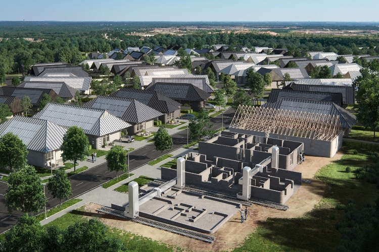 Pogled na naselje od 100 3D štampanih kuća u Teksasu