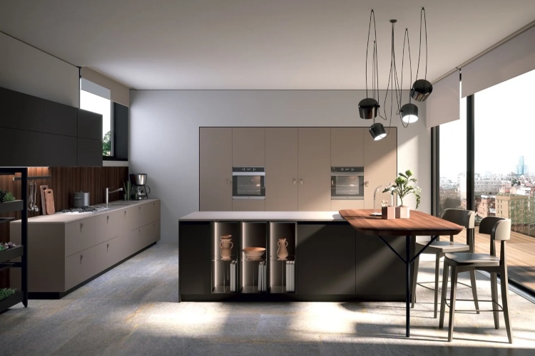Moderna minimalistička kuhinja u nijansama sive